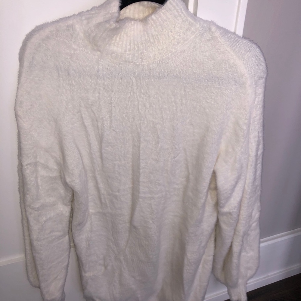 Fluffy white sweater dress